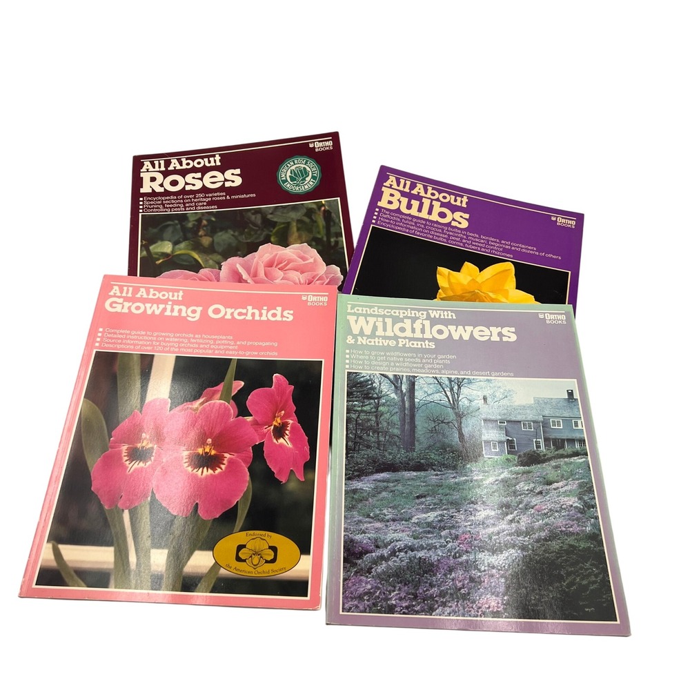 Vintage Ortho Gardening Book Lot Roses Orchids Bulbs Wildflowers 1980s 4 Books